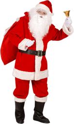 Costume lusso babbo Natale completo di pantaloni, giacca, copristivali, e cappello