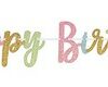 Festone happy birthday in cartoncino glitterato colori pastello misure 3,65m